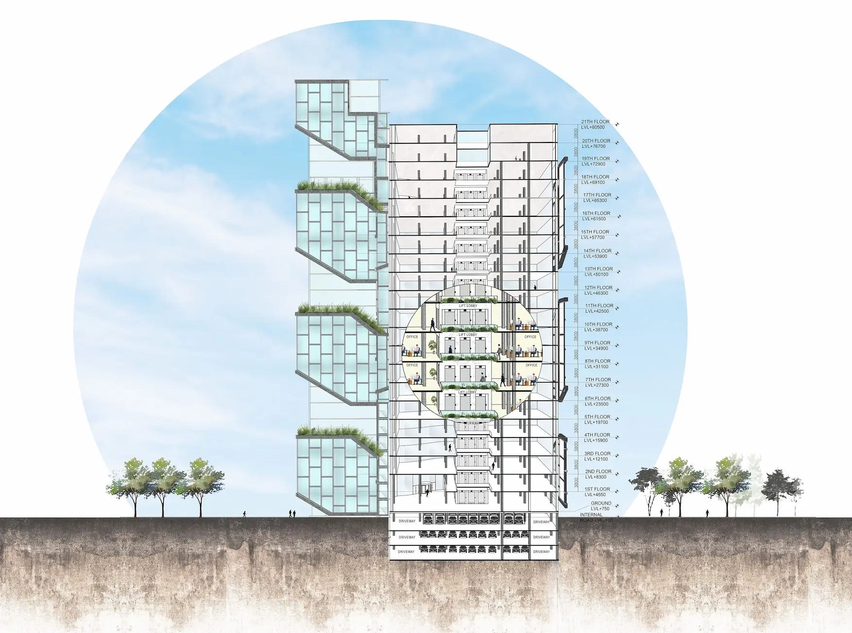 The Breathing Sphere — Facade detail